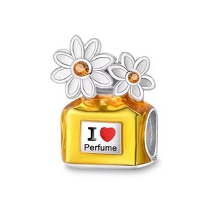 Yellow Perfume Bottle Charm with Flowers